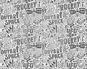 Seamless doodle space pattern