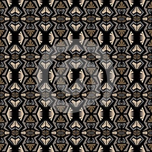 Seamless doodle vector pattern ethnic tribal style background.