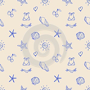 Seamless doodles pattern Beach Vacation