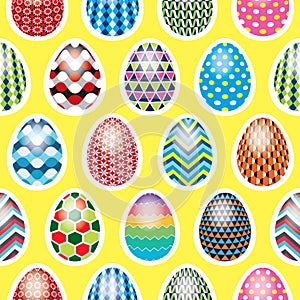 Seamless Easter egg pattern on a yellow background