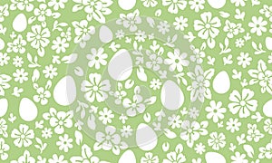 Seamless Easter egg pattern background, with leaf and floral cute design