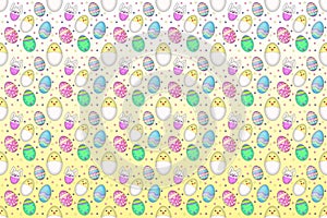 Seamless Easter eggs, chicks and bunnies background