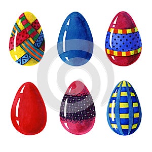 Seamless Easter eggs colorful beauty set whit red, blue, yellow eastereggs, and egss whit ornamental decorative elements