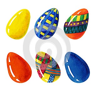 Seamless Easter eggs colorful beauty set whit yellow, orange, blue eastereggs and egss whit ornamental decorative