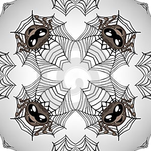 Seamless easter eggs pattern with spiders