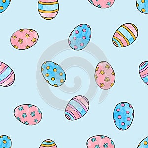 Seamless Easter eggs pattern.