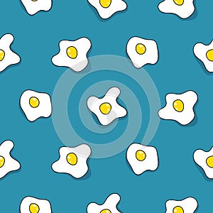 Seamless egg pattern vector. Scrambled eggs background.