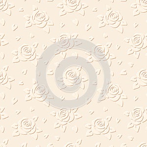 Seamless embossed background with flowers. Vector