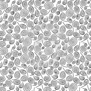 Seamless Endless Funny Background Pattern of Swirls and Curls. Gift Wrapping or Invitation Template. Hand Drawn Doodle