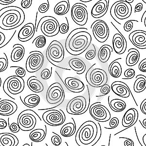 Seamless Endless Funny Background Pattern of Swirls and Curls. Gift Wrapping or Invitation Template. Hand Drawn Doodle