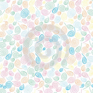 Seamless Endless Funny Sweet Background Pattern of Swirls and Curls. Gift Wrapping or Invitation Template. Hand Drawn