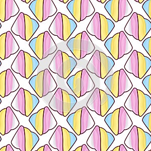 Seamless, endless pattern with marshmallows in colorful cartoon style, vector eps 10 format