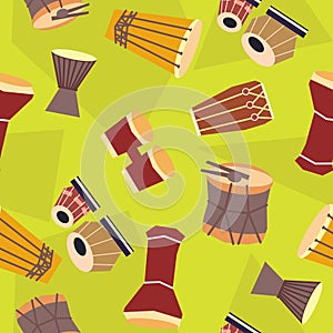 Seamless ethnic drums pattern photo
