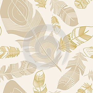 Seamless ethnic Indian feathers plumage pattern photo