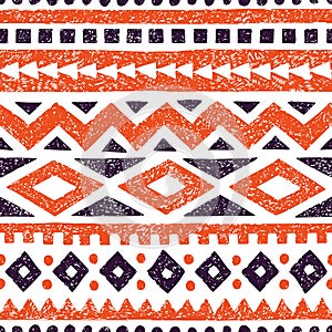 Seamless ethnic pattern. Aztec and tribal motifs. Striped summer