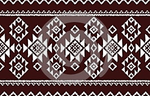 Seamless Ethnic Pattern Design Brown and White Geometric Textile Texture
