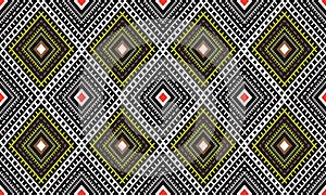 seamless ethnic pattern repeats ikat ogee art floral and geometric elements black and white modern design texture, vintage, fabric