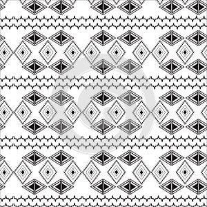 seamless ethnic pattern repeats ikat ogee art floral and geometric elements black and white modern tribal design texture, vintage