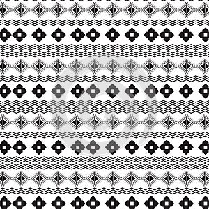 seamless ethnic pattern repeats ikat ogee art floral and geometric elements black and white modern tribal design texture, vintage