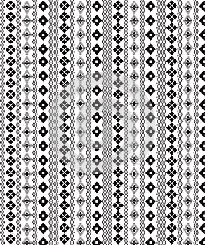 seamless ethnic pattern repeats ikat ogee art floral and geometric elements black and white modern tribal design texture, vintage