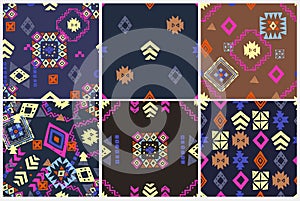 Seamless Ethnic pattern set. Tribal vector abstract background