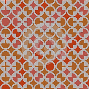 Seamless ethnic red geometric texture pattern for decor and textile fabric printing. Multipurpose circle model design