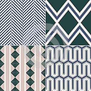 Seamless ethnic tribal ikat stripes background vector repeated folk pattern design