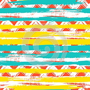 Seamless ethnic zigzag pattern with brushstrokes