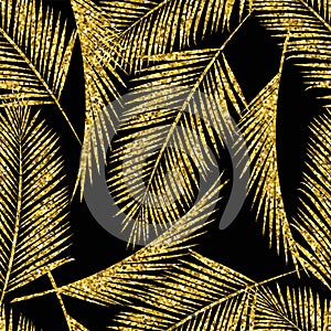 Seamless exotic pattern with palm leaf silhouettes.