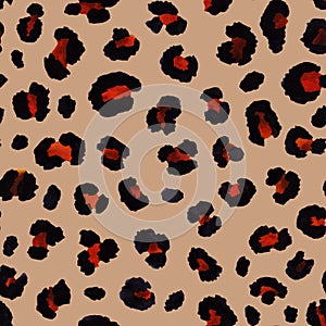 Seamless exotic pattern watercolor drawn leopard skin