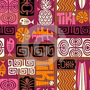 Seamless Exotic Tiki Pattern. Vector illustration.