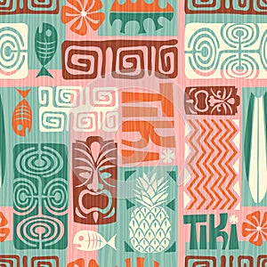 Seamless Exotic Tiki Pattern. Vector illustration.