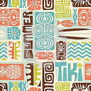 Seamless Exotic Tropical Tiki Pattern