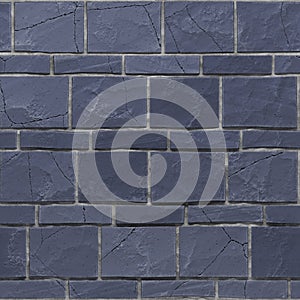 Seamless exture of navy blue grunge brickwall. 3d render photo