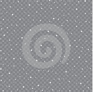 Seamless falling snow or snowflakes. Isolated on transparent background - stock vector