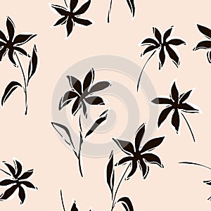 Seamless fashion floral pattern. Elegant botanical fabric texture. Vector background