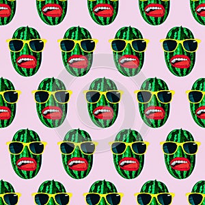 Seamless fashion watermelon pattern Use for t-shirt, greeting cards, wrapping paper, posters, fabric print. Minimal flat