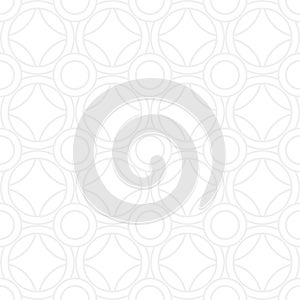 Seamless fashionable pattern of circles and arcs, geometric white shapes for textile and wallpaper.