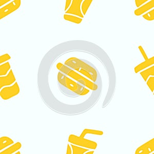 Seamless Fast food Icons Pattern, Vector Illustration EPS 10.