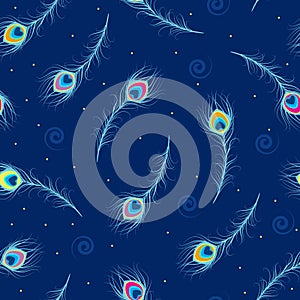 Seamless feather peacock background