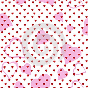 Seamless festive background for Valentine`s Day or wedding. Pattern with stars and hearts.