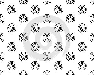 Seamless finger print. Black and white macro pattern. Unique thumbs marks. Personal biometric data. Scanning technology