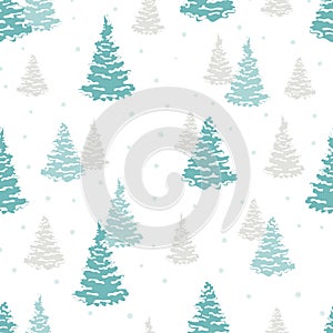 Seamless fir tree pattern. Vector forest winter