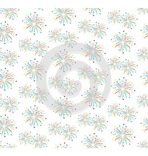 Seamless firework salute pattern isolated on white