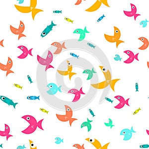 Seamless fish pattern - flat design background