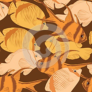 Seamless fishes cartoon pattern.