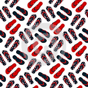 Seamless flip flops pattern and background vector illustration