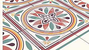 Seamless Floor Tile Geometric Pattern Vector, vector design Generative AI