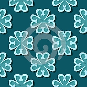 Seamless floral background. Blue green 3d pattern