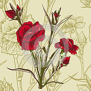 Seamless floral background with carnation